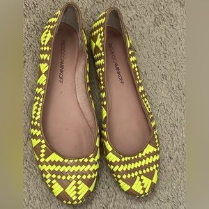 Rebecca Minkoff ballet flats in neon and tan